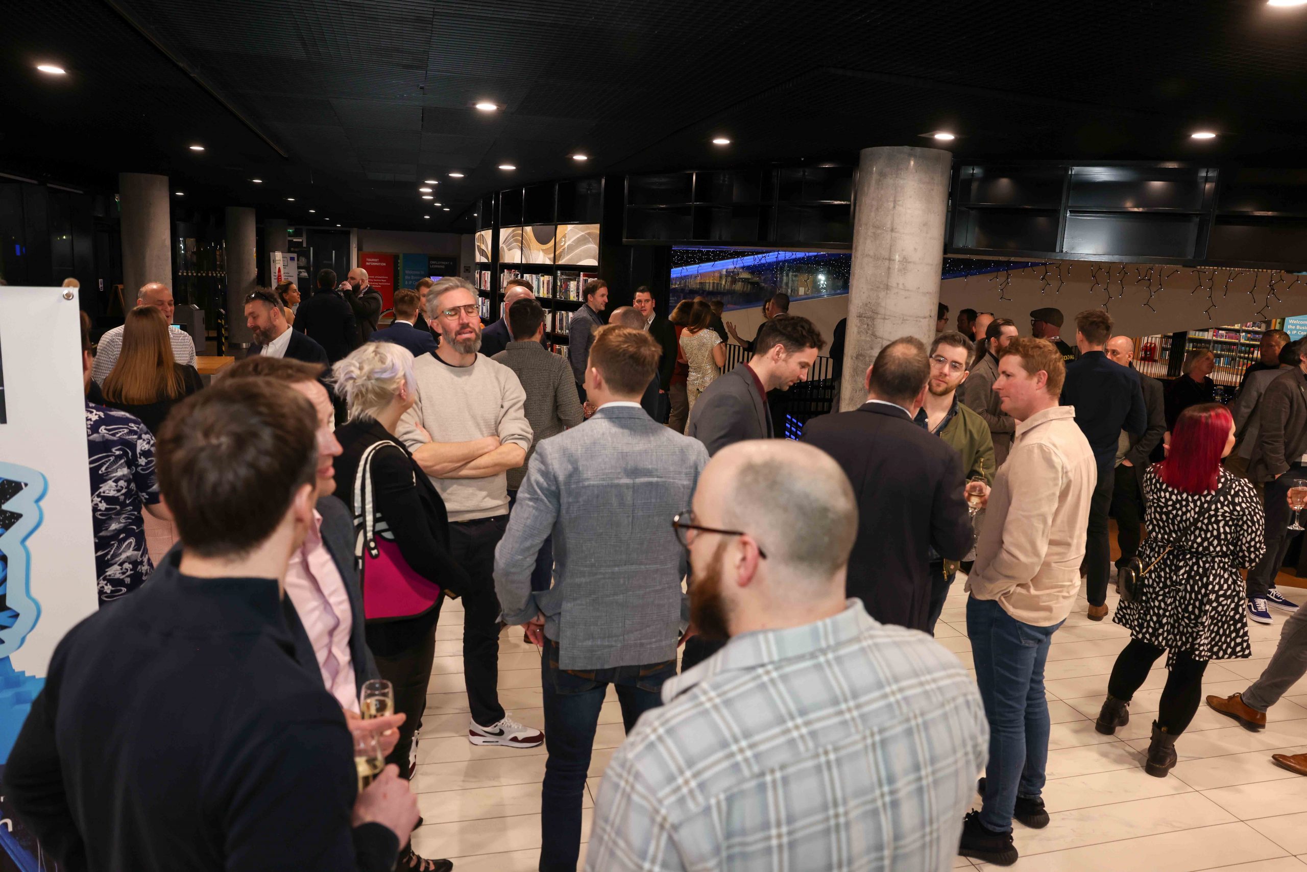 A group of professionals networking at an event